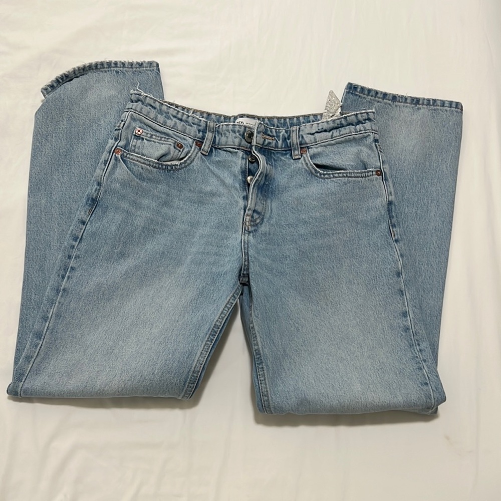 Zara blue denim straight jeans